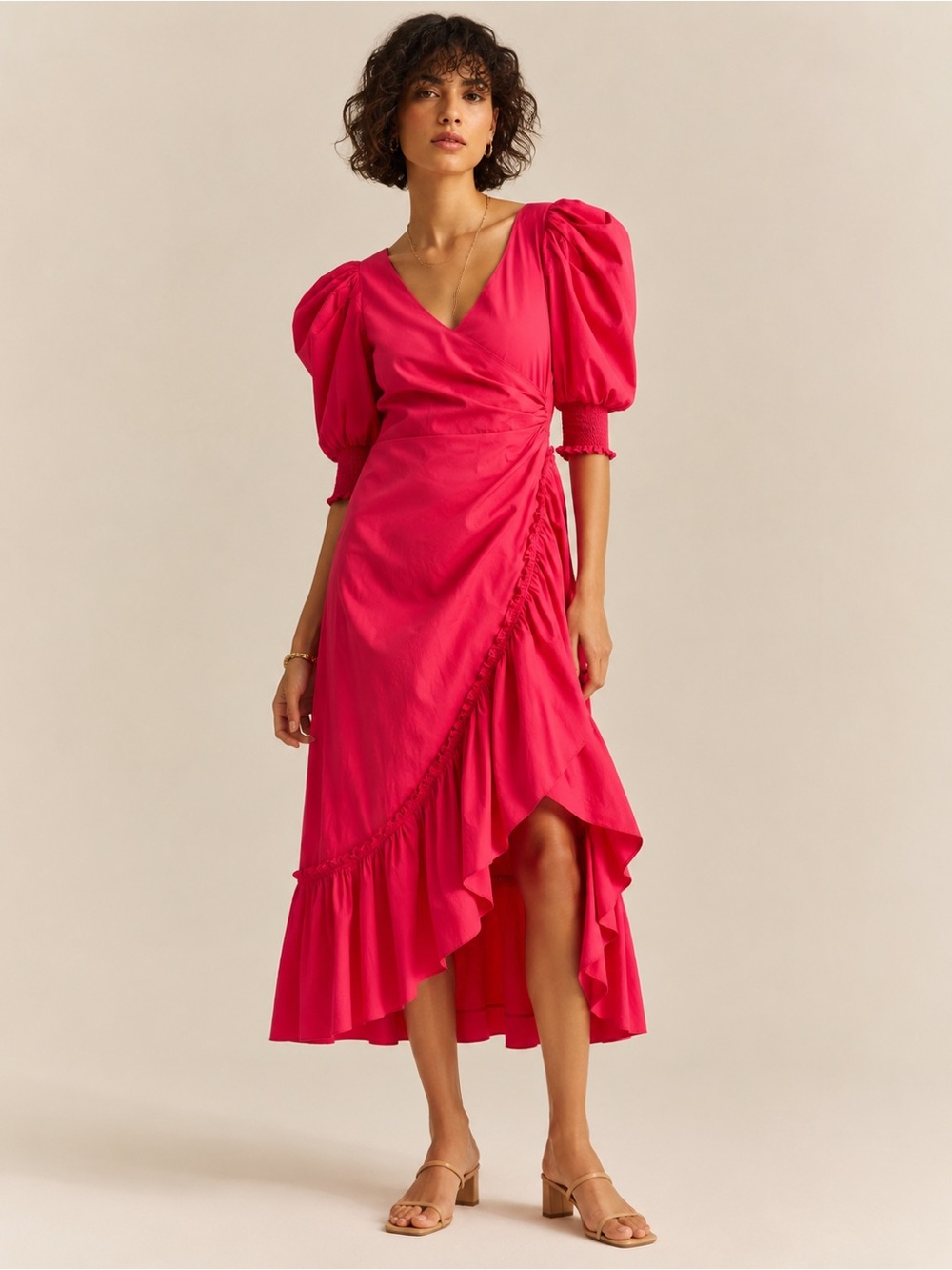 Cinq à Sept Kacy Poplin Dress Size 4 Raspberry Pink NWT Ruffle $425
